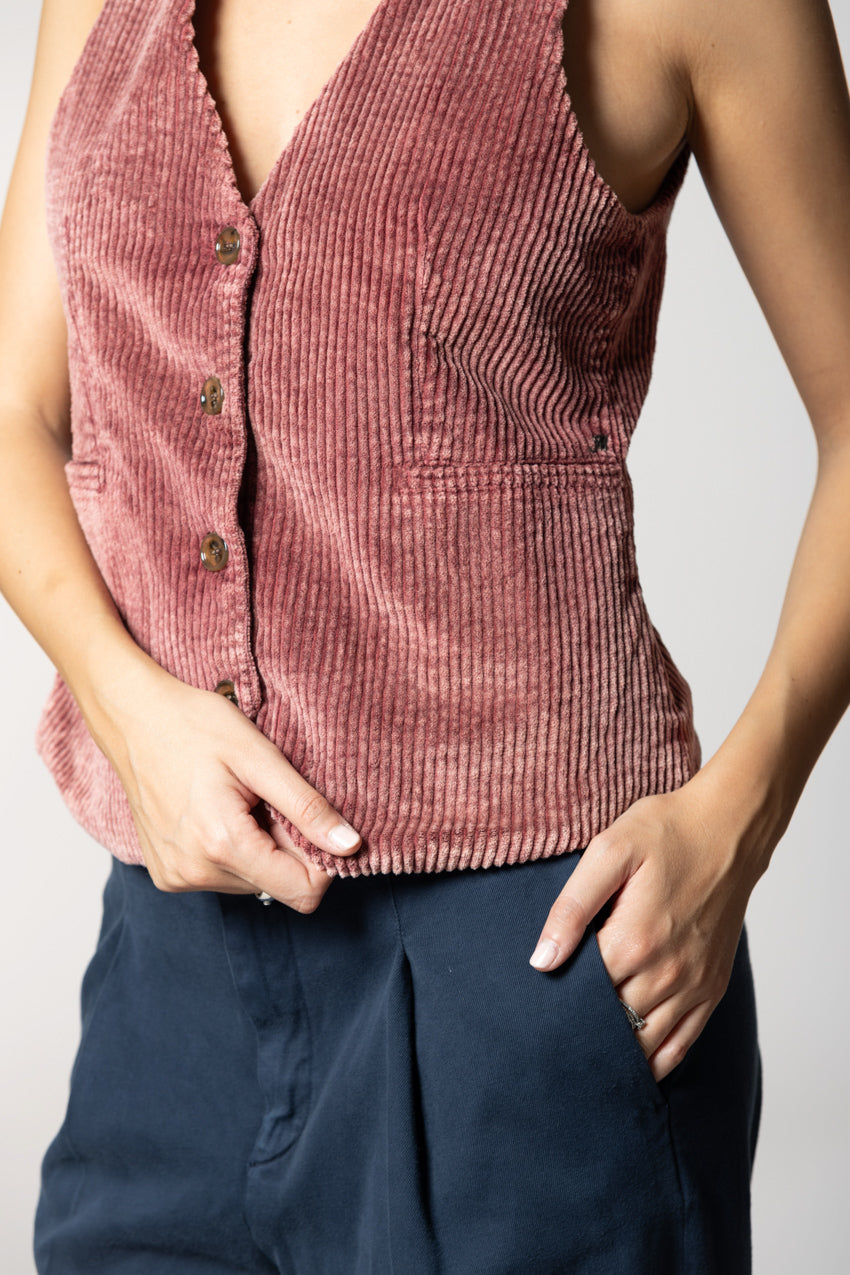 Ellen gilet femme en velours à larges côtes