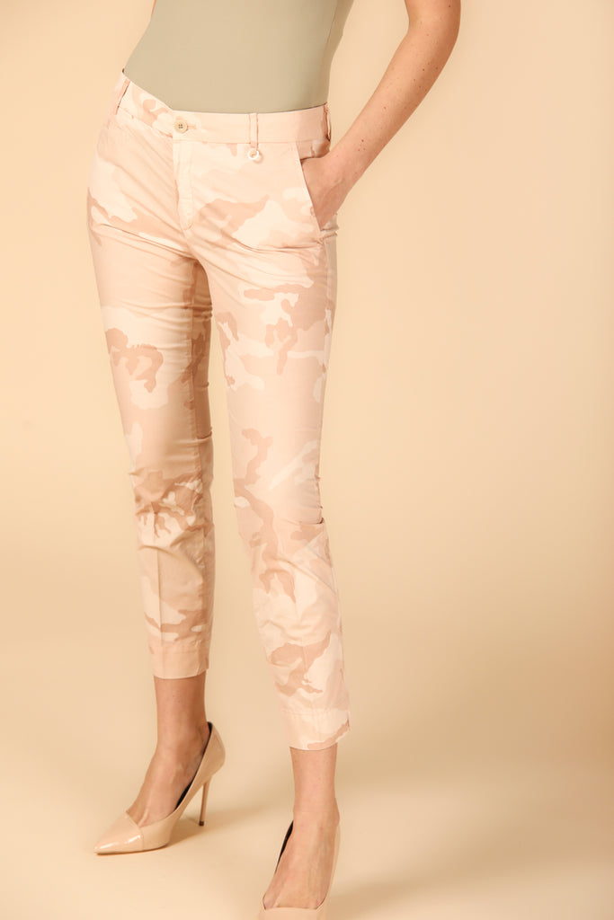 Image 2 of Women's Capri Chino Pants, Jacqueline Curvie Model, in Pink Camouflage, Curvy Fit by Mason's