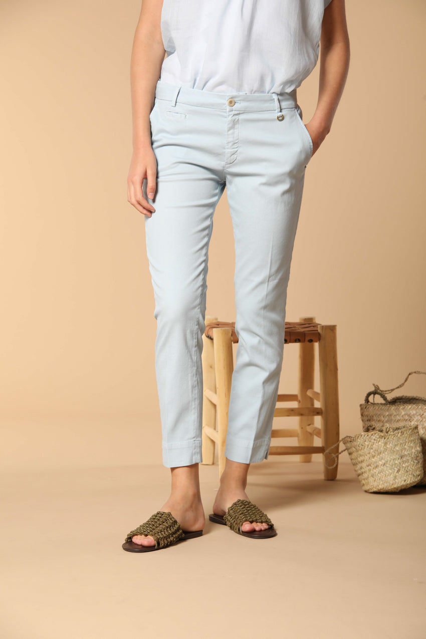 Jaqueline Capri pantalón chino de mujer en piqué de algodón y tencel slim fit