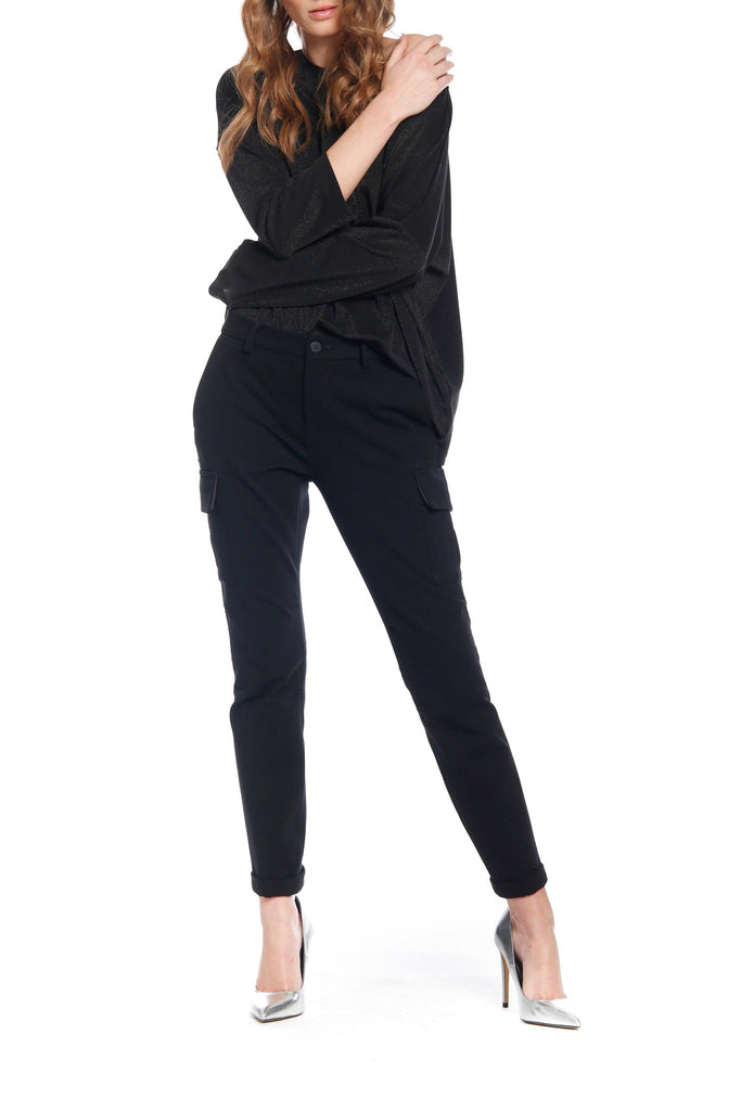 picture 1 of women's Chile City cargo pants in black jersey by Mason's