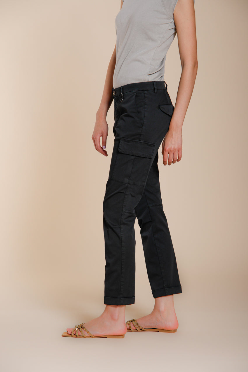 Chile City pantalon cargo femme en gabardine stretch slim fit