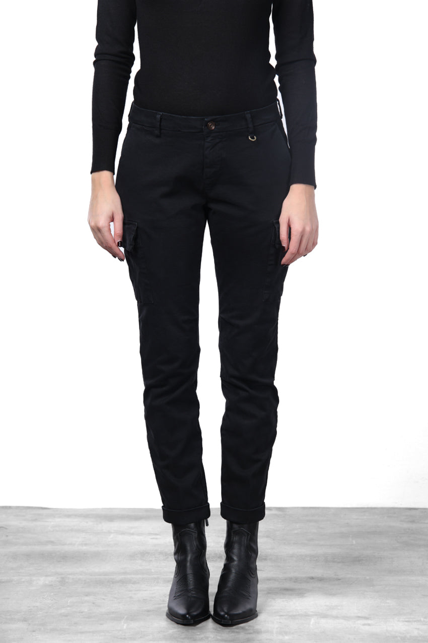 Chile City pantalone cargo donna in raso slim fit