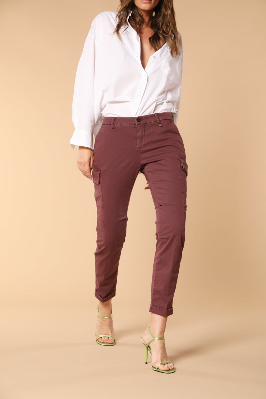 Chile City pantalón cargo mujer en gabardina slim fit 