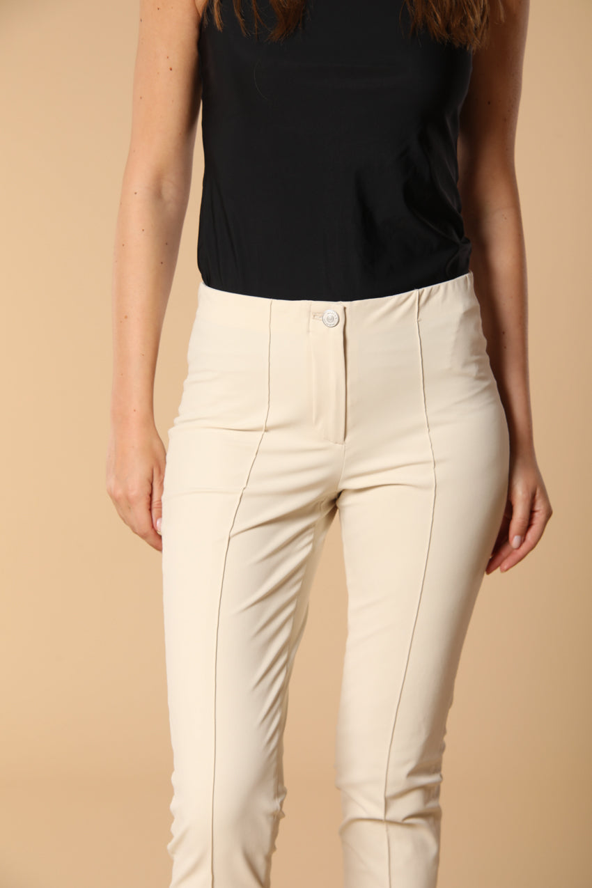 Milano pantalón chino mujer en sarga de algodón slim fit