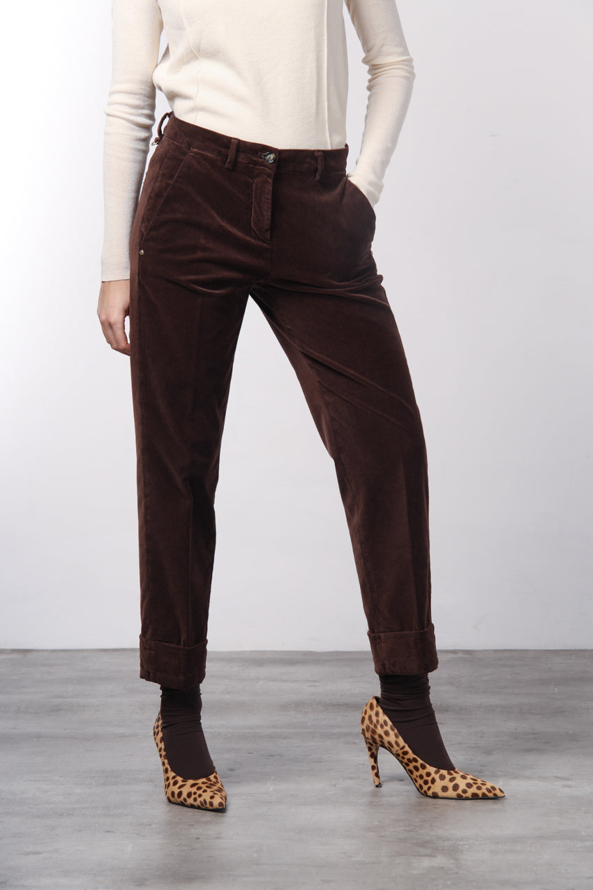 New York Carrot Chinohose für Damen aus glattem Samt mit carrot fit ①
