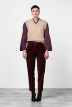 New York Carrot women’s chino trousers in smooth velvet, carrot fit ①
