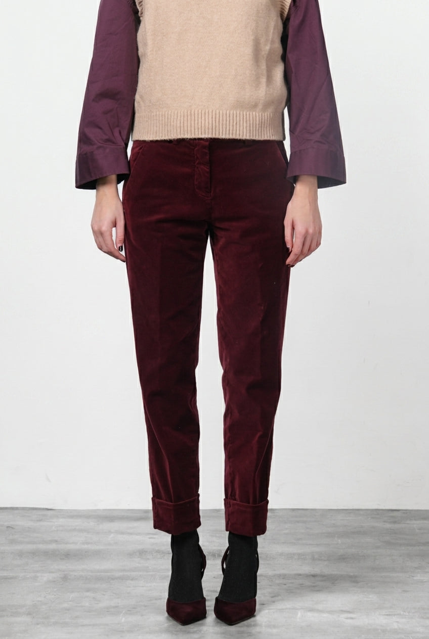 New York Carrot women’s chino trousers in smooth velvet, carrot fit ①