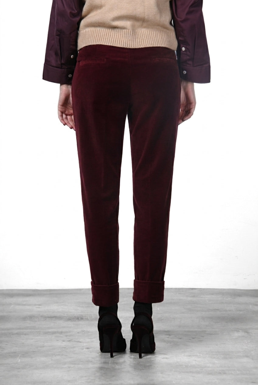 New York Carrot women’s chino trousers in smooth velvet, carrot fit ①