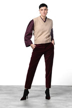 New York Carrot women’s chino trousers in smooth velvet, carrot fit ①