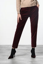 New York Carrot women’s chino trousers in smooth velvet, carrot fit ①