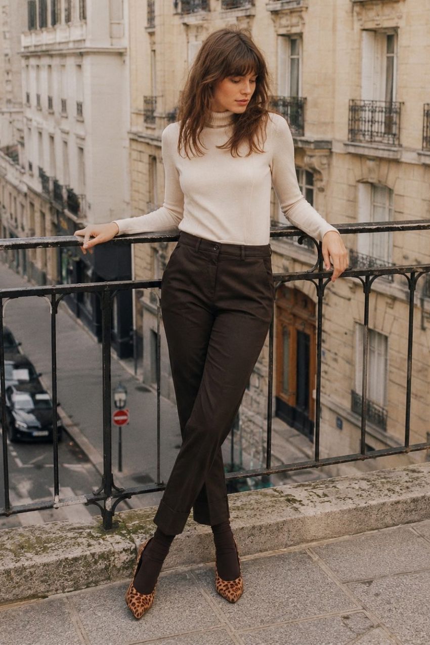 Pantalon chino femme New York Carrot en satin avec carrot fit ①