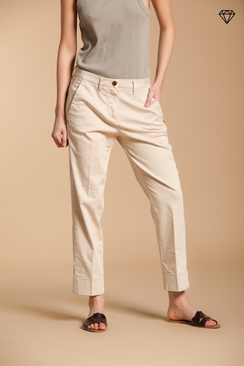 New York Carrot women's chino pants in stretch satin carrot fit ①