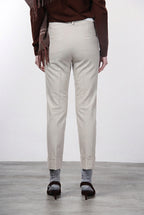 New York Carrot women’s chino pants in cotton and wool gabardine with carrot fit ①
