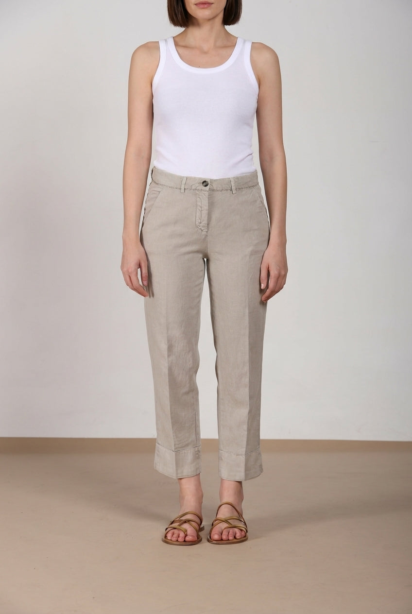 New York Carrot pantalon chino femme en twill de coton et lin carrot fit