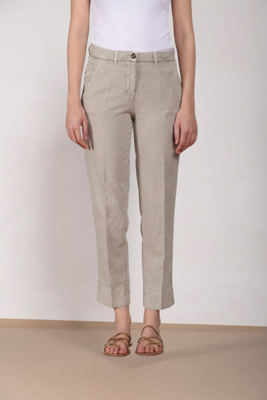 New York Carrot pantalon chino femme en twill de coton et lin carrot fit