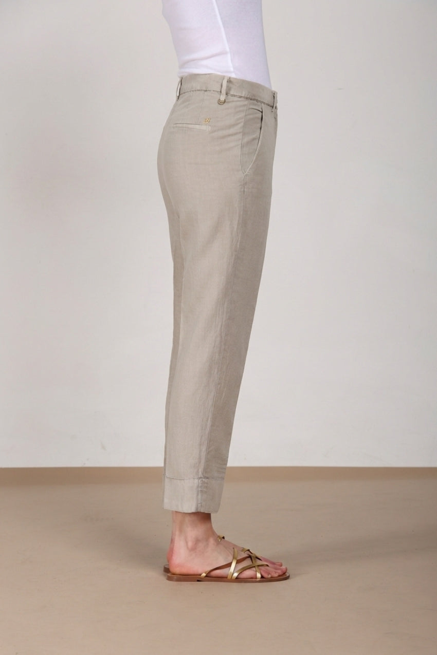 New York Carrot pantalon chino femme en twill de coton et lin carrot fit
