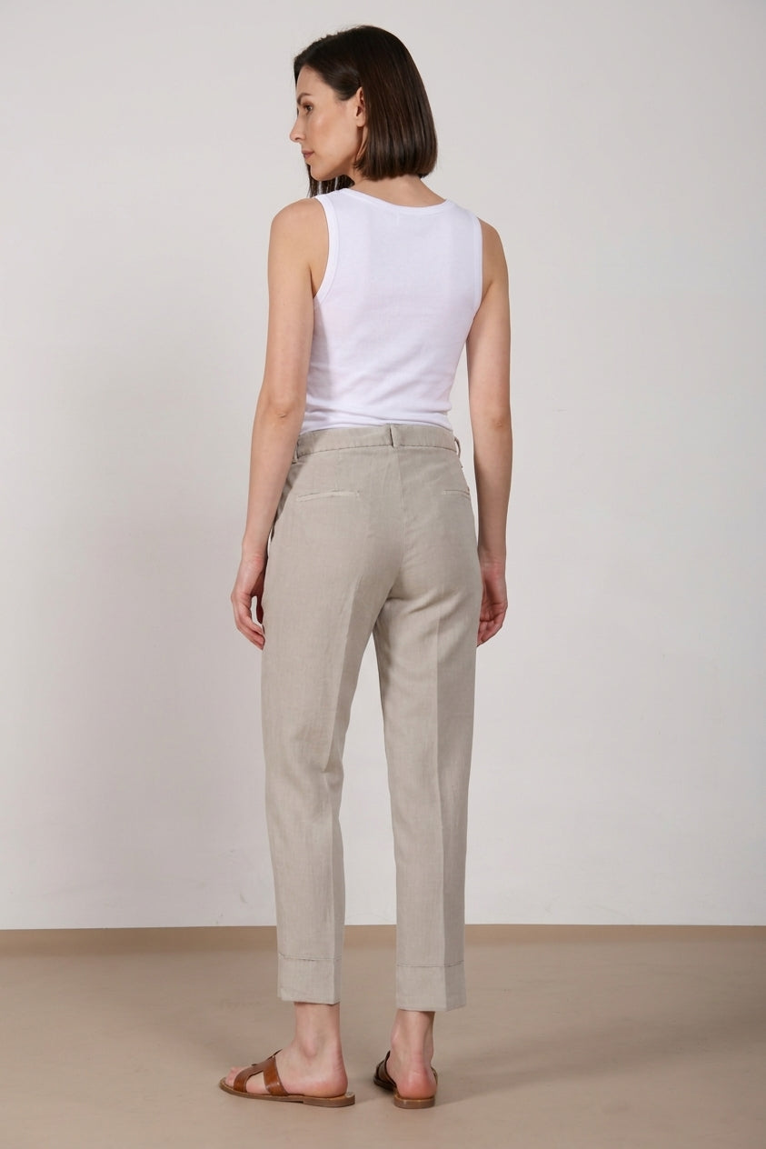 New York Carrot pantalon chino femme en twill de coton et lin carrot fit