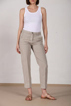 New York Carrot pantalon chino femme en twill de coton et lin carrot fit