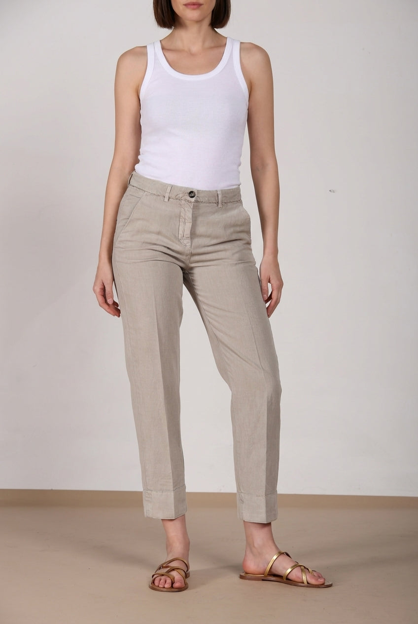 New York Carrot pantalon chino femme en twill de coton et lin carrot fit