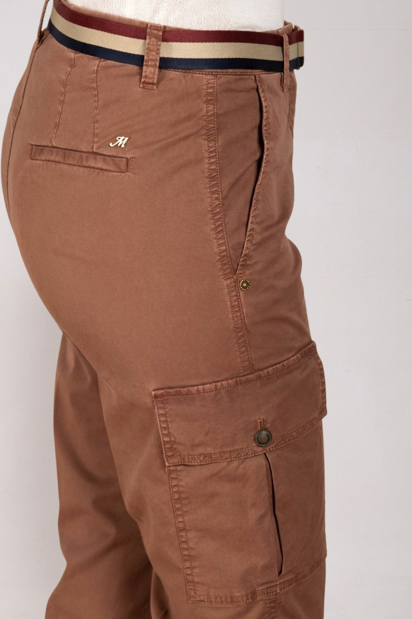 Marlene Cargo pantalon femme en twill léger stretch carrot fit
