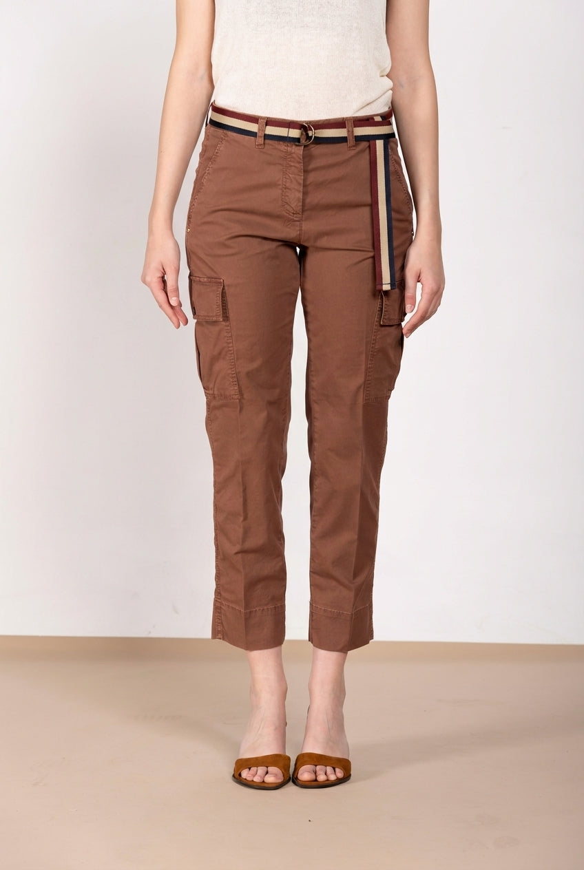 Marlene Cargo pantalon femme en twill léger stretch carrot fit