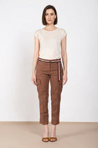 Marlene Cargo pantalon femme en twill léger stretch carrot fit