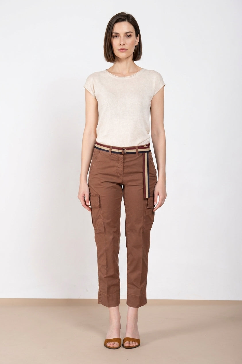 Marlene Cargo pantalón mujer en twill ligero stretch carrot fit