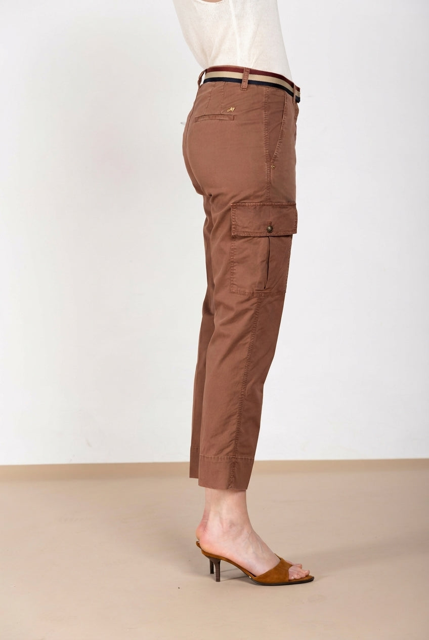 Marlene Cargo pantalon femme en twill léger stretch carrot fit