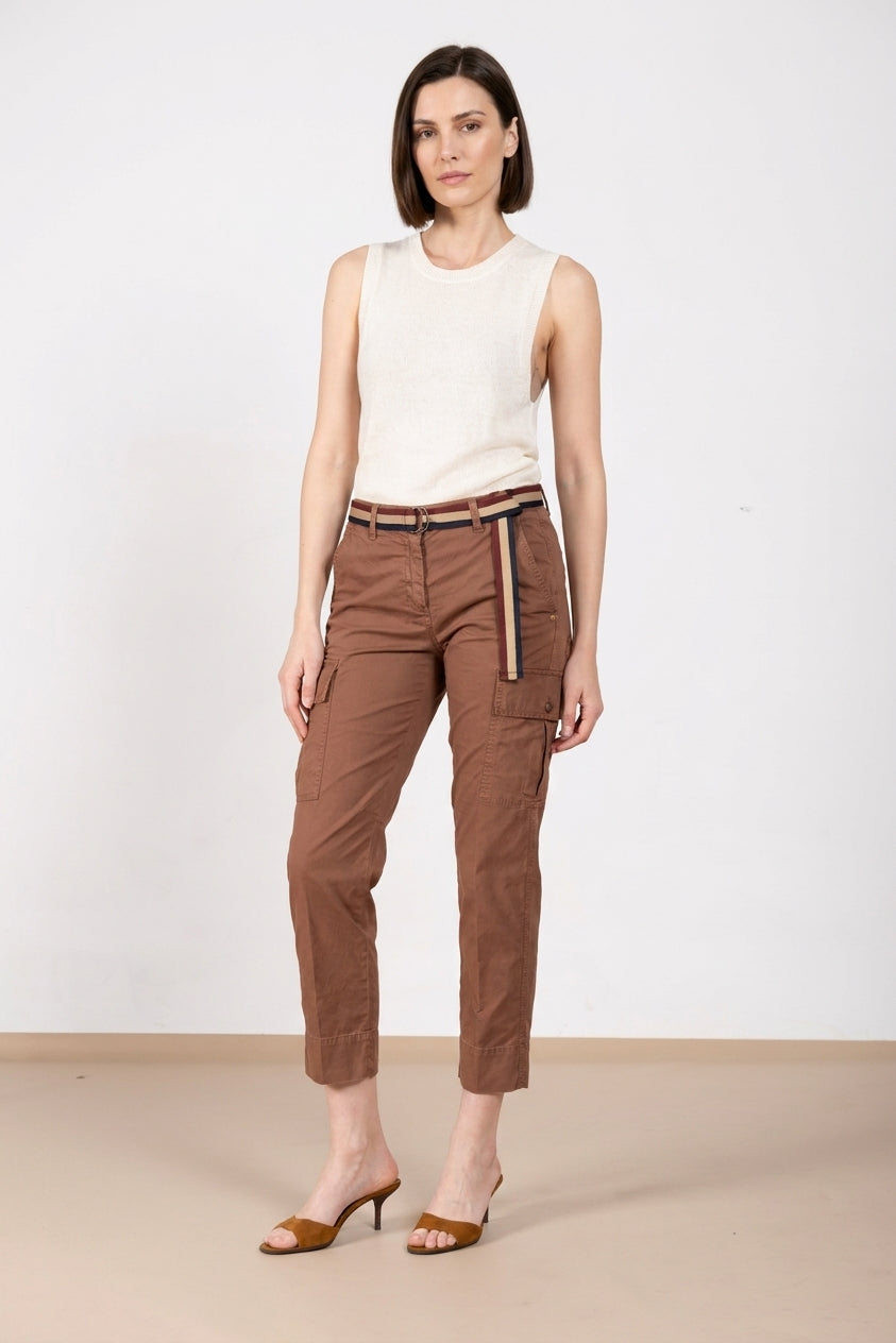 Marlene Cargo pantalón mujer en twill ligero stretch carrot fit