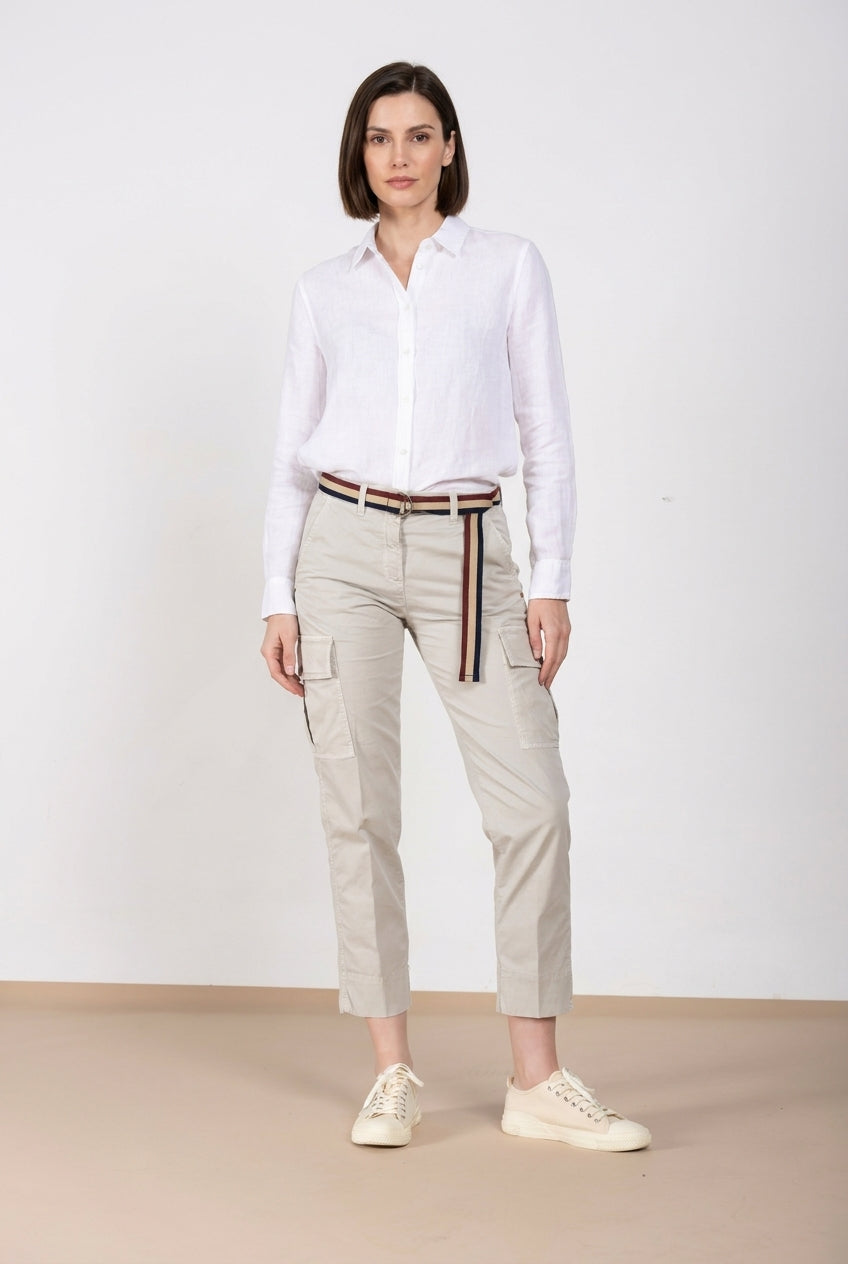 Marlene Cargo pantalon cargo femme en twill léger stretch carrot fit