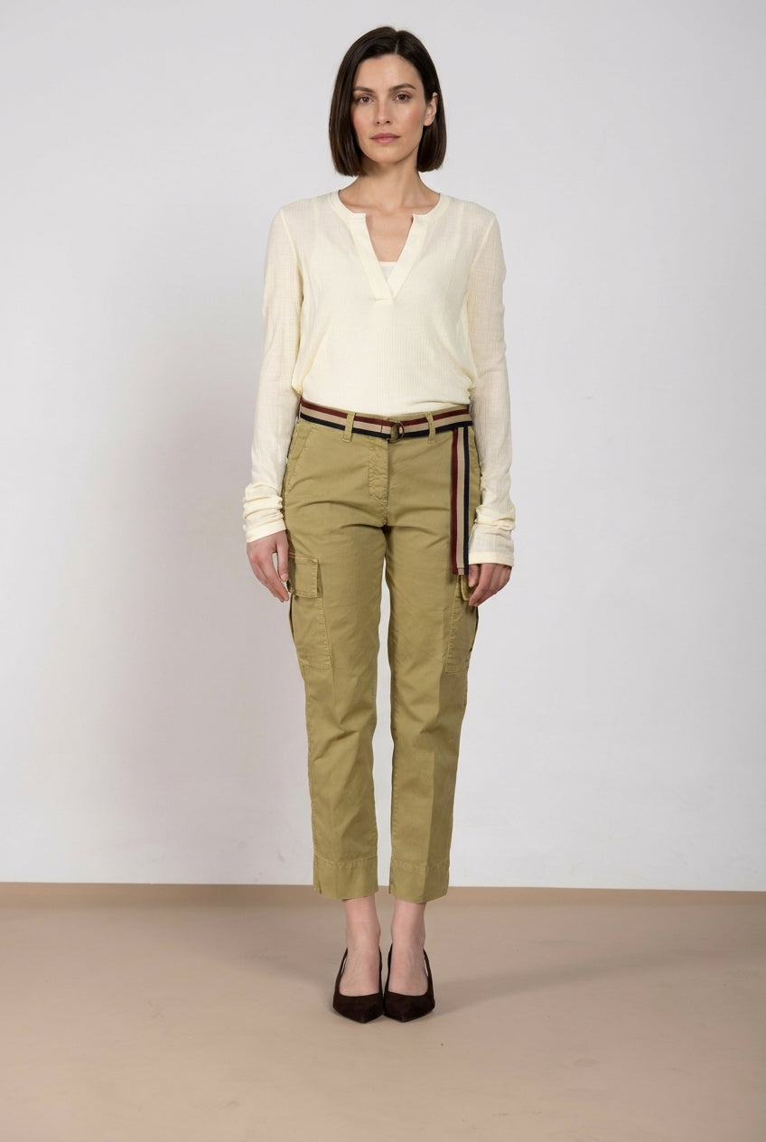 Marlene Cargo pantalon cargo femme en twill léger stretch carrot fit