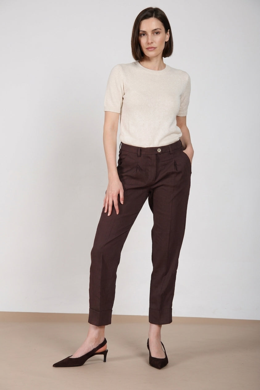 New York Carrot Sartoriale women's chino pants in linen blend canvas carrot fit