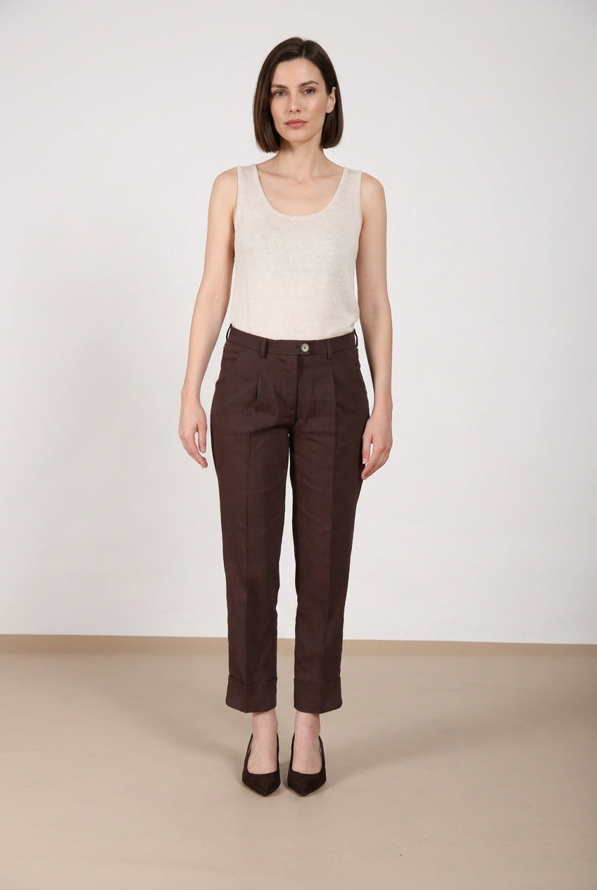 New York Carrot Sartoriale women's chino pants in linen blend canvas carrot fit