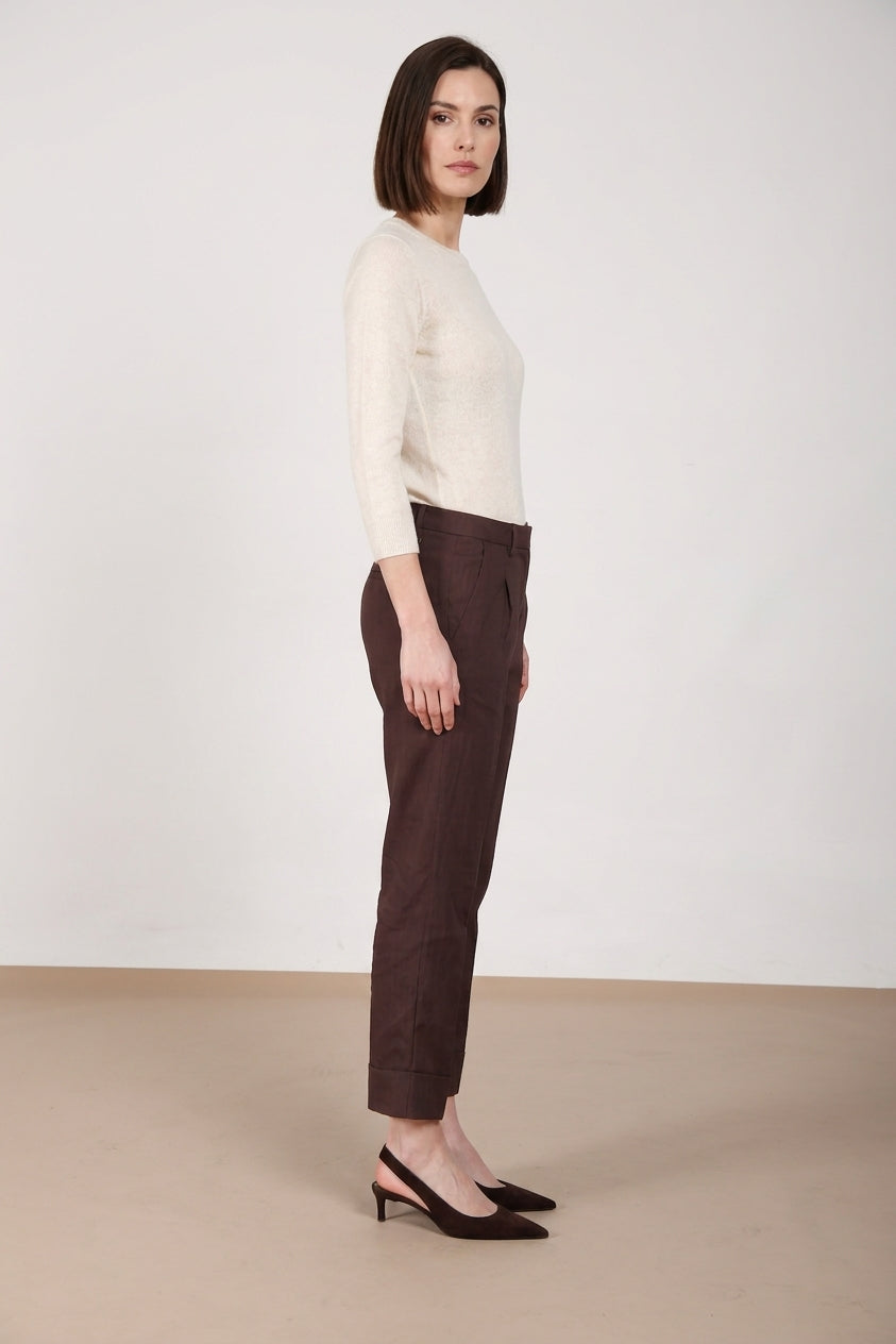 New York Carrot Sartoriale women's chino pants in linen blend canvas carrot fit