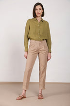 New York Carrot Sartoriale 1 Pince Damen-Chinohose aus Baumwoll- und Seidensatin carrot fit ①
