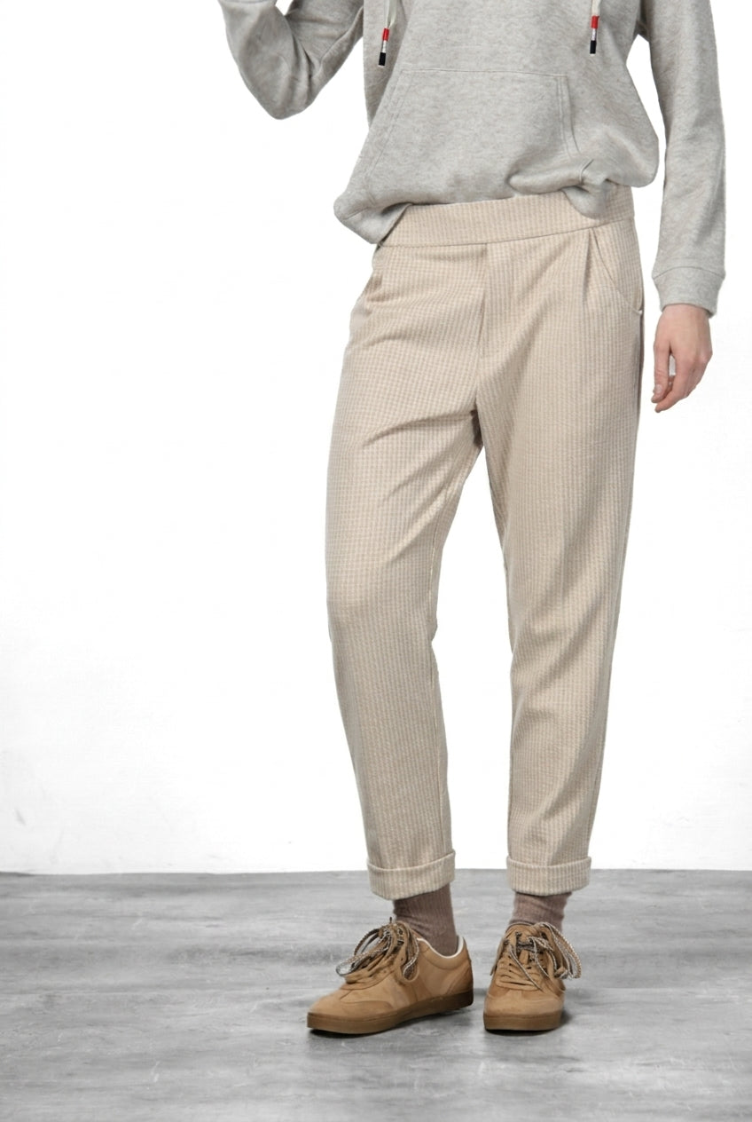 Easy Jogger Damen-Chinohose aus Jersey mit Mikromuster, Relaxed Fit