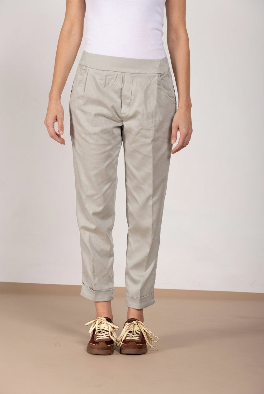 Easy Jogger pantalón chino mujer en felpa elástica relaxed fit