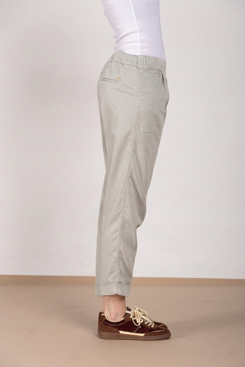 Easy Jogger pantalón chino mujer en felpa elástica relaxed fit