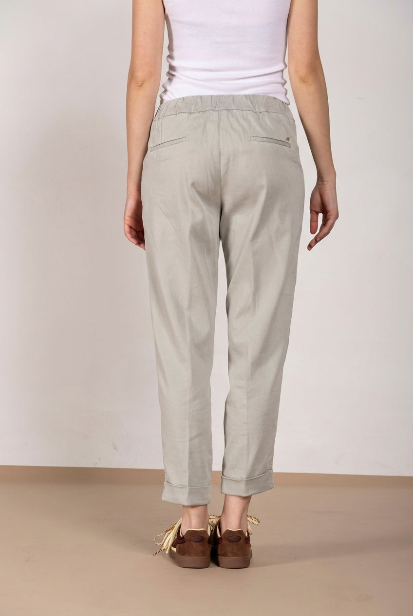 Easy Jogger pantalón chino mujer en felpa elástica relaxed fit