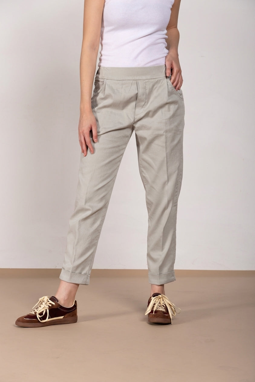 Easy Jogger pantalón chino mujer en felpa elástica relaxed fit