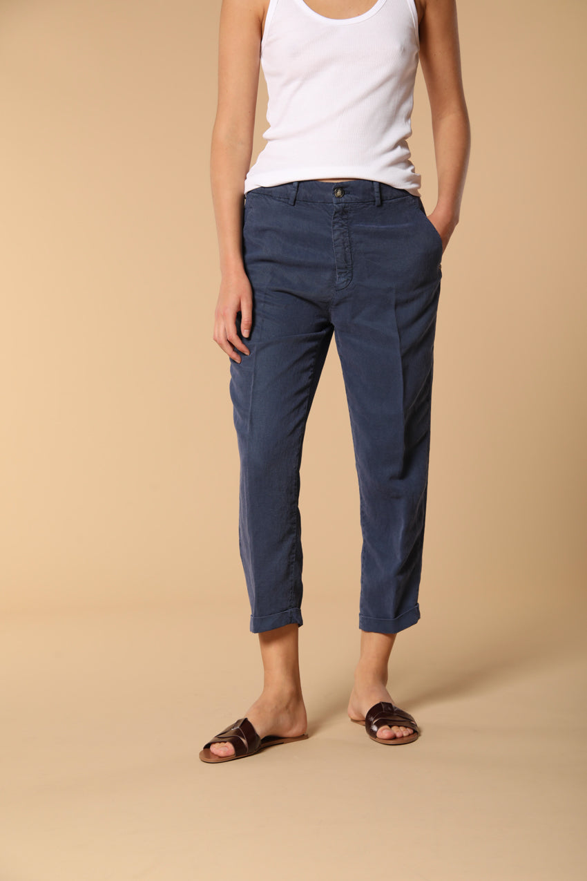 Linda Summer women's chino jogger pants in woven mat fabric relaxed fit