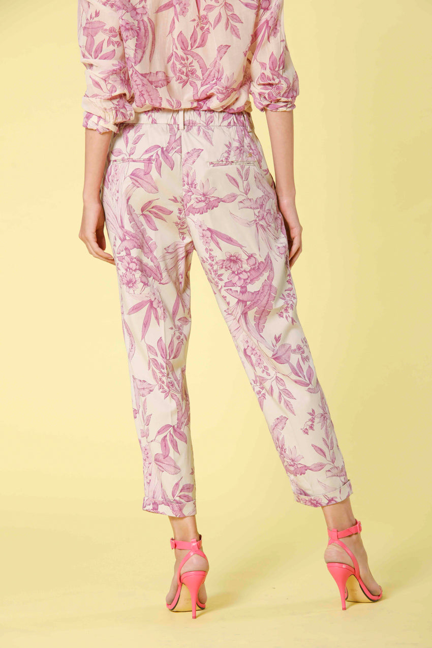 Image 3 de pantalon chino jogger pour femme en sergé glacé avec imprimé floral modèle linda Summer de Mason's