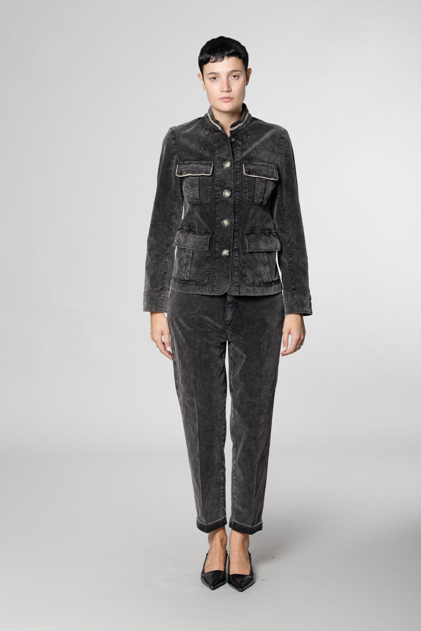 New York Cozy pantalone chino donna in velluto 1000 righe carrot fit