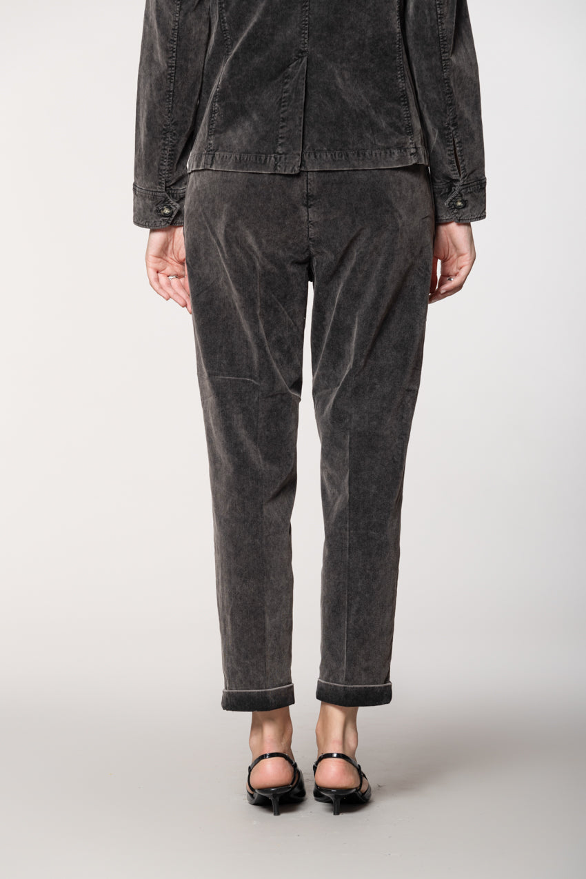 New York Cozy pantalone chino donna in velluto 1000 righe carrot fit