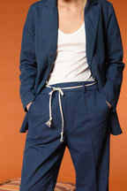 New York Cozy Straight pantalón chino mujer en sarga de lino y algodón straight fit