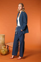 New York Cozy Straight pantalón chino mujer en sarga de lino y algodón straight fit