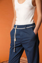 New York Cozy Straight pantalón chino mujer en sarga de lino y algodón straight fit