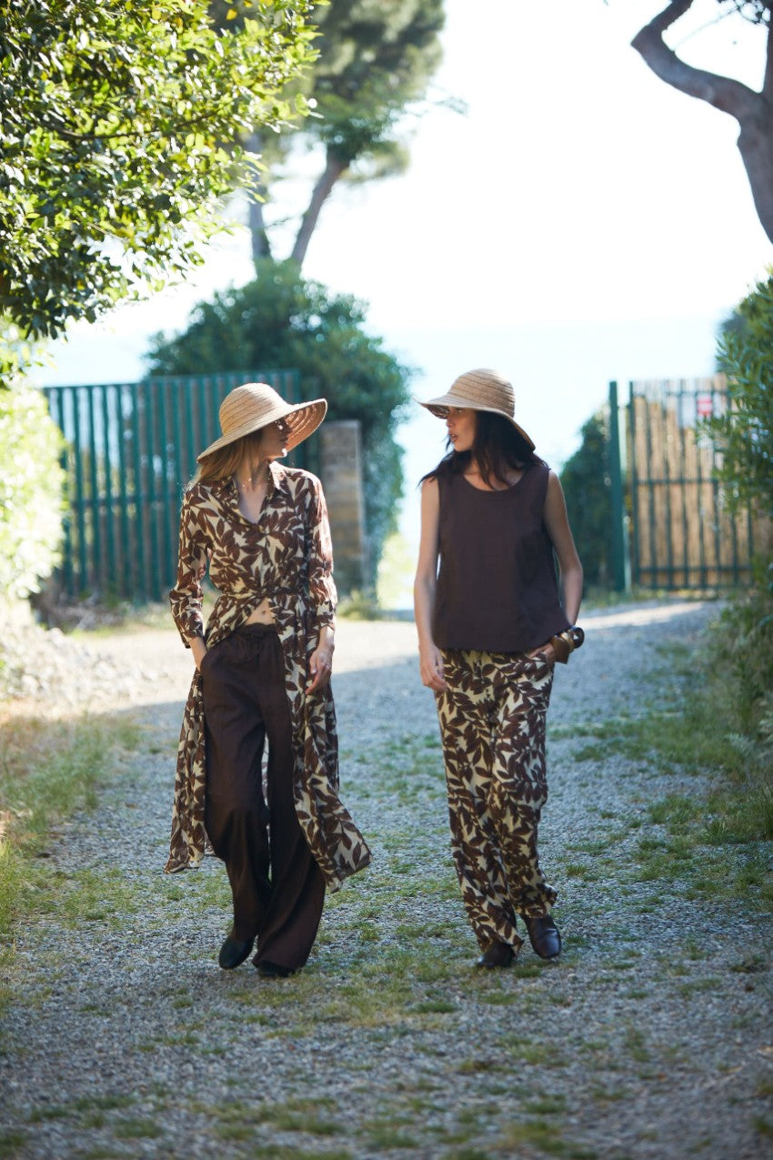 New York Cozy Straight women's chino jogger pants in ramage print muslin relaxed fit