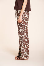 New York Cozy Straight Hose Chino Jogger Damen aus Musselin Ramage-Print relaxed fit