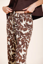 New York Cozy Straight Hose Chino Jogger Damen aus Musselin Ramage-Print relaxed fit